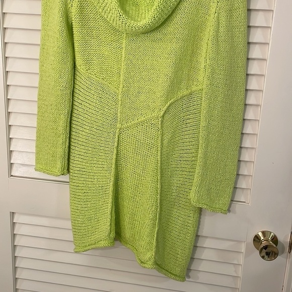 🍾HP🍾 Pure Handknit Lime Green Oversized Cowl Neck Flattering Sweater or Dress - Picture 3 of 6